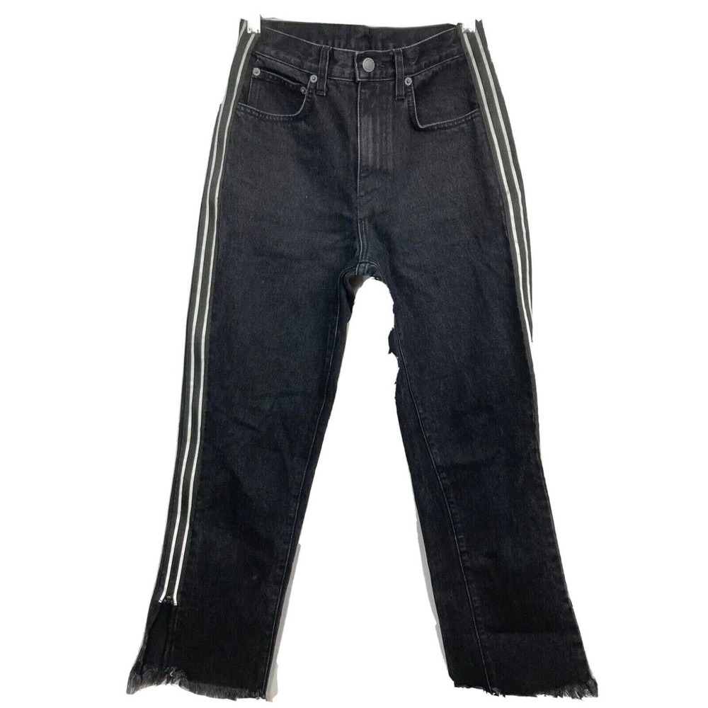 Carmar Jeans Womens Sz 27 Black Emelia High Rise Fray Hem Ankle‎ Straight Leg